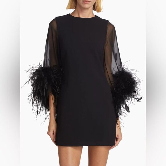 Alice + Olivia  Izola Feather-Trim Minidress size 8 - Picture 3 of 16